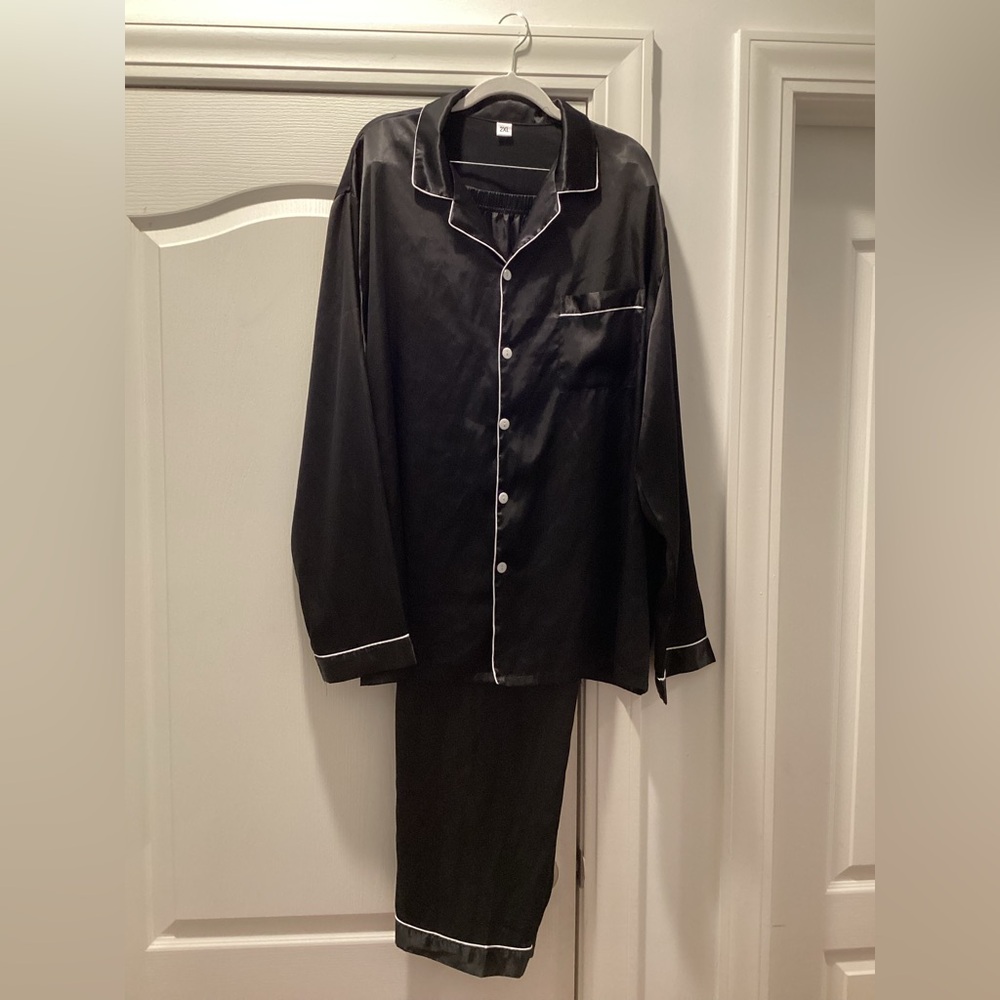 Men  Satin Pajama Set with White Piping